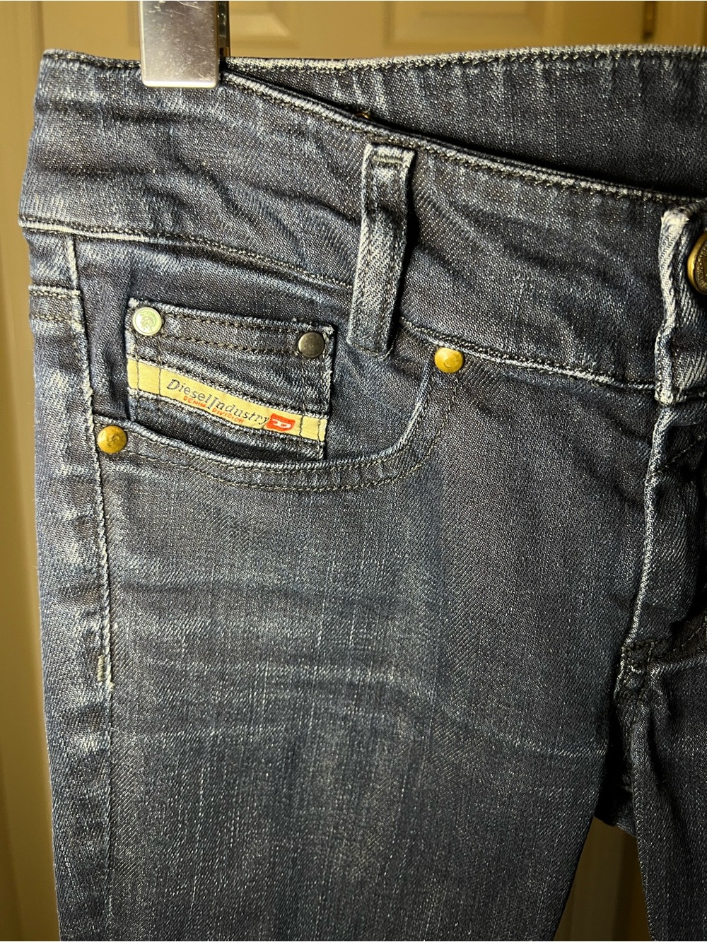 Diesel Dark Blue Low Rise Short Length Flare Jeans - Picture 4 of 5